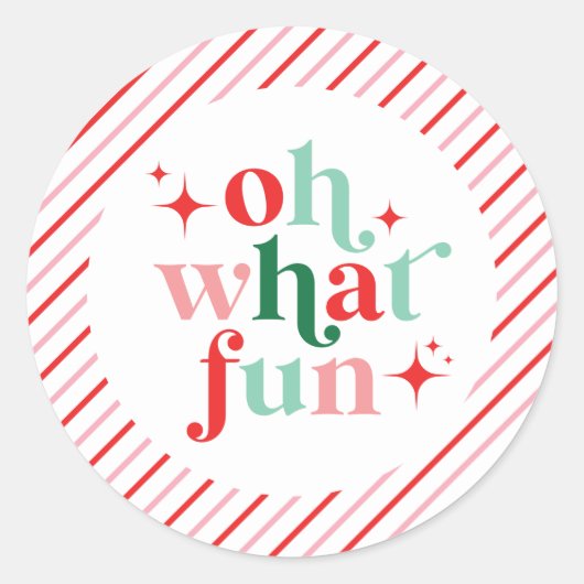 レトロピンクと赤でなんて楽しい ラウンドシール (正面)