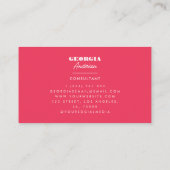 レトロピンクと赤のスクリプはっきりしたトのミニマルトレンディー 名刺 (裏面)