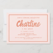 レトロピンクと赤の手書きブライダルシャワー 招待状 (正面)
