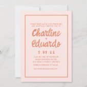 レトロピンクと赤の手書き結婚式招待状 招待状 (正面)