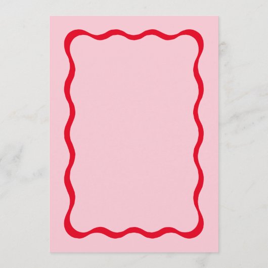 レトロピンクと赤の波打つウェディングパーティーメニューカード メニュー (裏面)