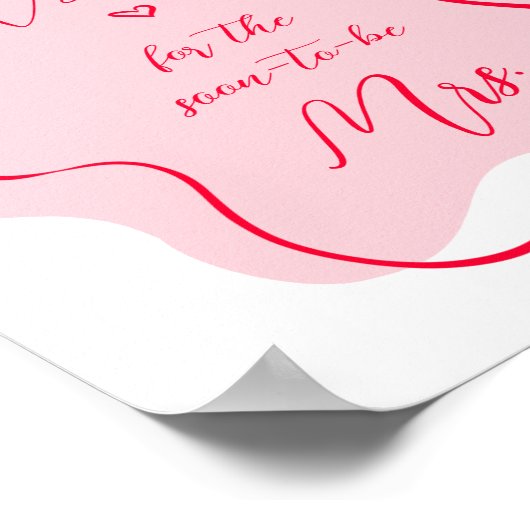 レトロピンクと赤の波数キスブライダル ポスター (角)