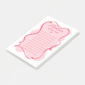 レトロピンクと赤の波状のフレームをリストする ポストイット (アングル)