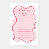 レトロピンクと赤の波状のフレームをリストする ポストイット (正面)