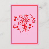 レトロピンクと赤の波状の手書き結婚の詳細 エンクロージャーカード (裏面)