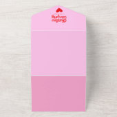 レトロピンクと赤の波状の手書結婚き オールインワン招待状 (外側)