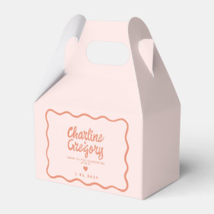 レトロピンクと赤の波状の手書結婚き フェイバーボックス