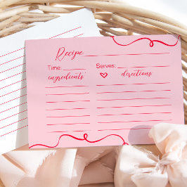 レトロピンクと赤レシピの花嫁カード 招待状