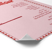 レトロピンクと赤ワインのバードリンクのメニューポスター ポスター (角)