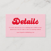 レトロピンクと赤結婚の詳細 エンクロージャーカード (正面)