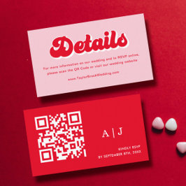 レトロピンクと赤結婚の詳細 エンクロージャーカード