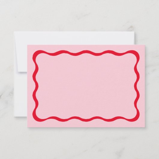 レトロピンクと赤結婚波 出欠カード (裏面)