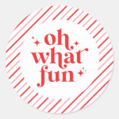 レトロピンクと赤Ohどのようなおもしろい ラウンドシール (正面)