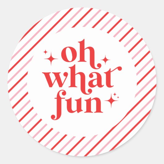 レトロピンクと赤Ohどのようなおもしろい ラウンドシール (正面)