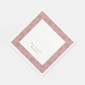 レトロピンクと金ゴールドフローラメリークリスマスパーティー スタンダードランチョンナプキン (角)