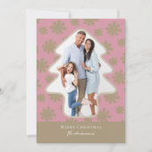 レトロピンクと金ゴールドフローラ松の木形写真 シーズンカード (正面)