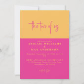 レトロピンクと黄色のフローラ2つの米国結婚の 招待状 (正面)