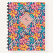 レトロピンクと黄色の花模様