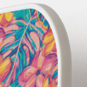 レトロピンクと黄色の花模様 ピックルボールラケット (左詳細)