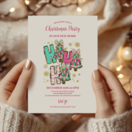 レトロピンクのくるみ割り人形クリスマス 招待状