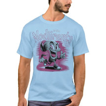 レトロピンクのキャラクターTシャツ