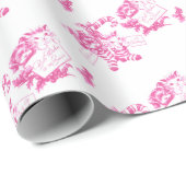 レトロピンクのクリスマスキットンと子犬 ラッピングペーパー (ロールコーナー)