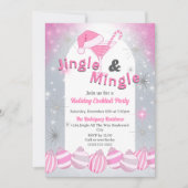 レトロピンクのジングル&ミンゲル ホリデーコックテイルパーティー 招待状 (正面)