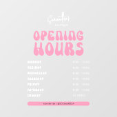 レトロピンクのトレンディなビューティーサロンショップ営業時間 ウィンドウサイン (シート)