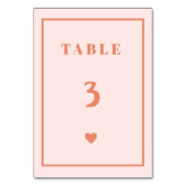 レトロピンクのハート結婚手書きのテーブル番号 テーブルナンバー (裏面)
