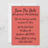 レトロピンクのボールガウンの女性は、日付を保存 カード (裏面)