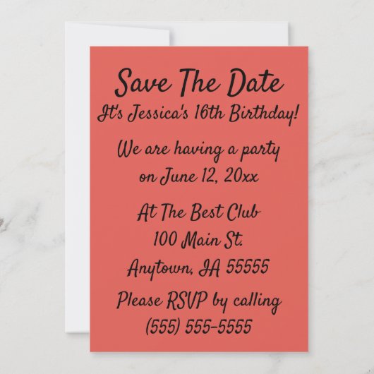 レトロピンクのボールガウンの女性は、日付を保存 カード (裏面)