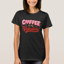 レトロピンクのラメバレンタイン コーヒー Tシャツ
