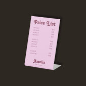 レトロピンクの価格表サービス 台座サイン