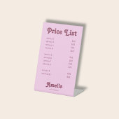 レトロピンクの価格表サービス 台座サイン