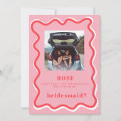 レトロピンクの写真の花嫁の提案カード 招待状 (正面)