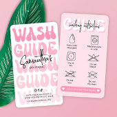 レトロピンクの洗濯説明書ランドリー気にガイド 名刺