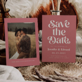 レトロピンクの結婚式の日付を保存 セーブザデート