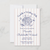 レトロピンクの貝殻とウェディングベルのバチェロレッテ 招待状 (正面)