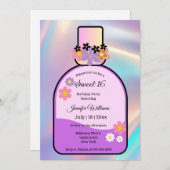 レトロピンクの香りボトル甘い16 holographic 招待状 (正面/裏面)