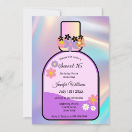 レトロピンクの香りボトル甘い16 holographic 招待状