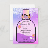 レトロピンクの香り甘い16滴のグリッター 招待状 (正面/裏面)