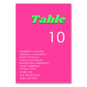 レトロピンクのGroovyテーブル番号(シーティングチャート付) テーブルナンバー (正面)