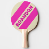レトロピンクはっきりした3ストライプ個（名前） 卓球ラケット (裏面)