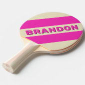 レトロピンクはっきりした3ストライプ個（名前） 卓球ラケット (正面アングル)