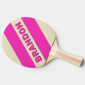 レトロピンクはっきりした3ストライプ個（名前） 卓球ラケット (横)