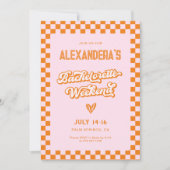 レトロピンクアンドオレンジサンセットバチェロレッテ 招待状 (正面)