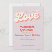 レトロピンクアンドオレンジヴィンテージウェディング招待状 招待状 (正面)