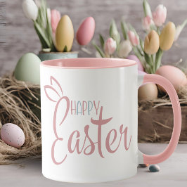 レトロピンクアンドブルーパステルハッピーイースター マグカップ