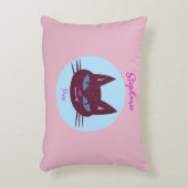 レトロピンクアンドブルーパーリング子猫 アクセントクッション (正面(垂直))