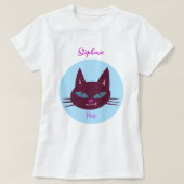 レトロピンクアンドブルーパーリング子猫 Tシャツ (デザイン正面)